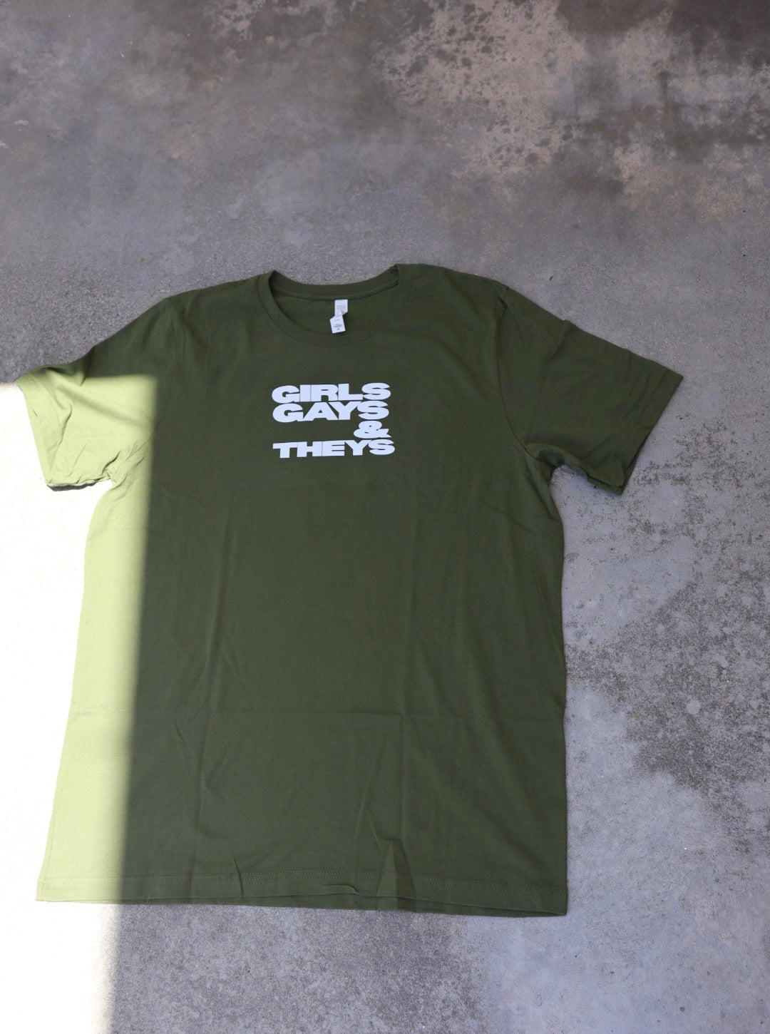 “Girls Gays & Theys” Full Length Tee in Matcha