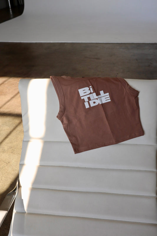 “Bi Till I Die” Muscle Tank in Coffee