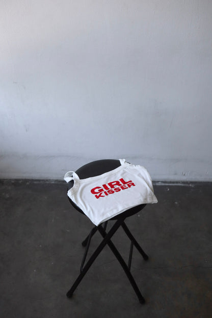 “Girl Kisser” Cropped Tank in White