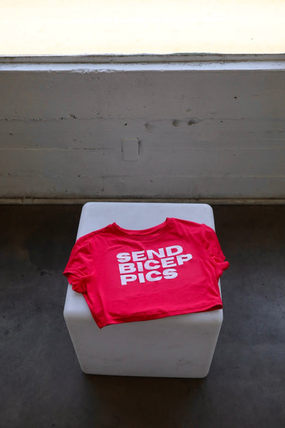 “Send Bicep Pics” Short Sleeve Crop