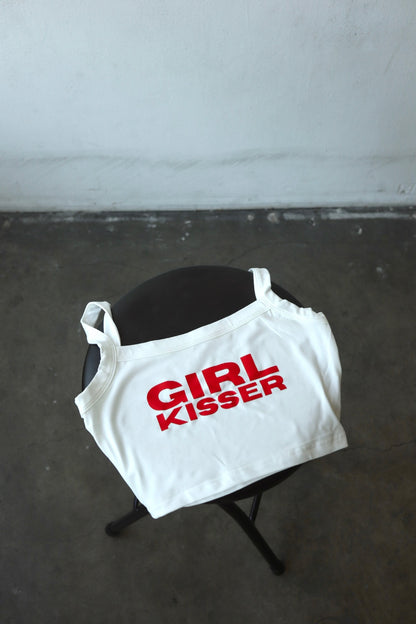 “Girl Kisser” Cropped Tank in White