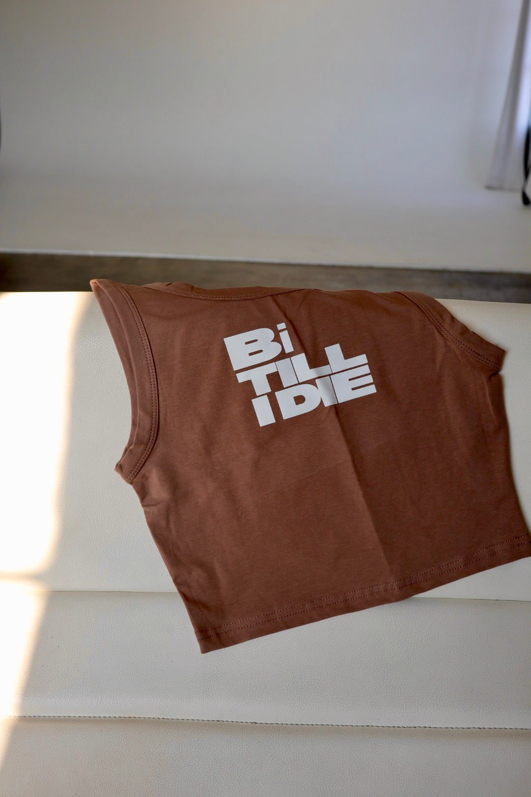 “Bi Till I Die” Muscle Tank in Coffee