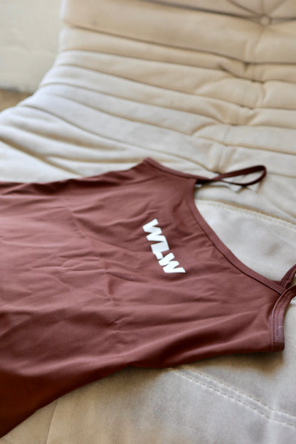 "WLW" Strappy Tank in Coffee