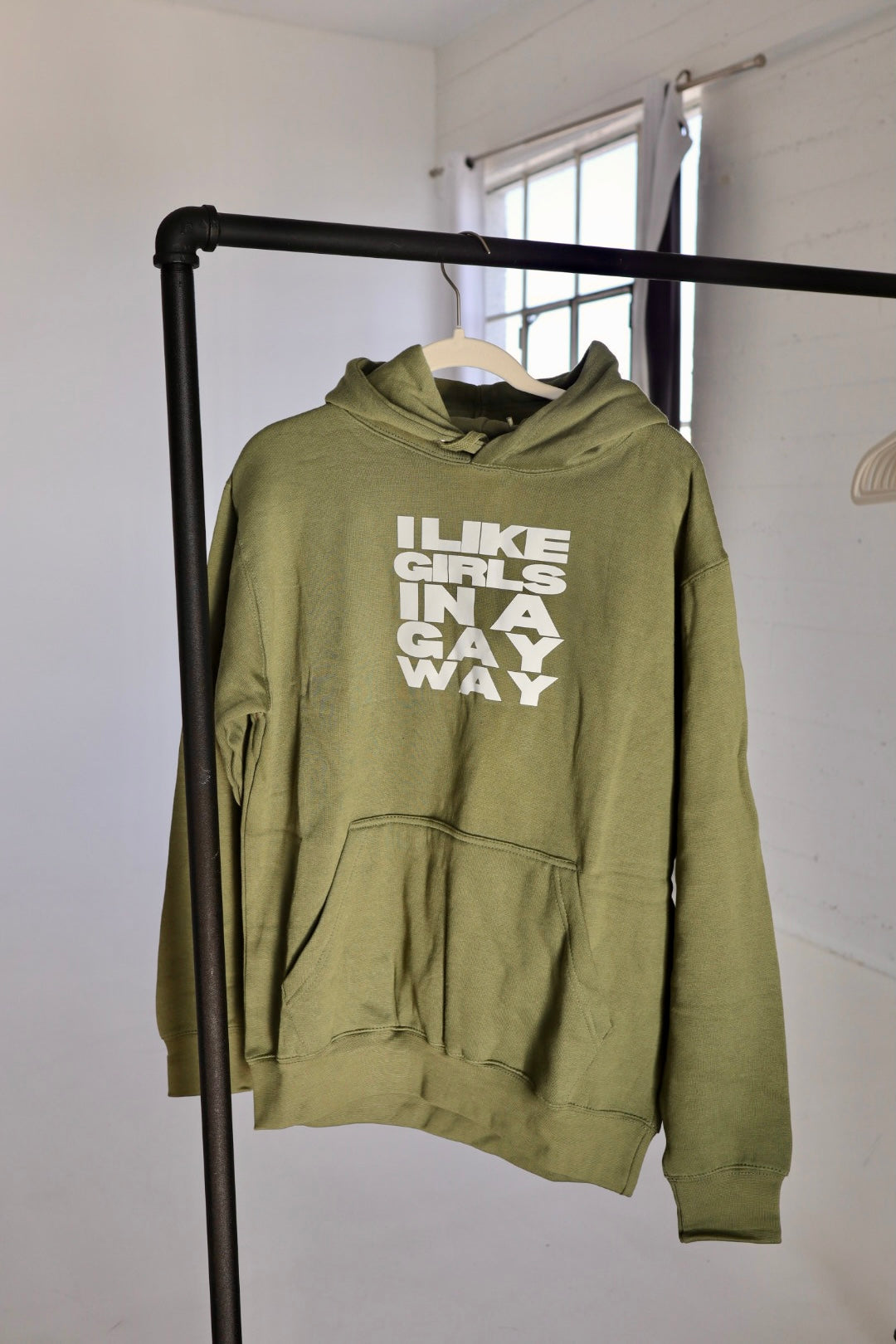 "I Like Girls in a Gay Way" Hoodie in Matcha