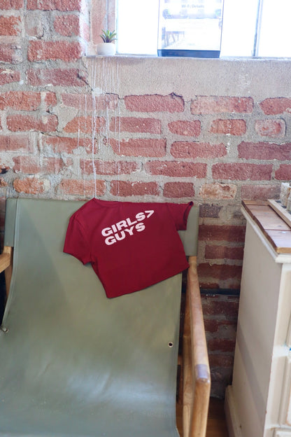 "Girls Over Guys" Short Sleeve Crop Top