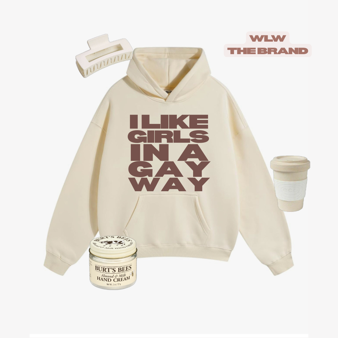 "I Like Girls in a Gay Way" Hoodie in Chai