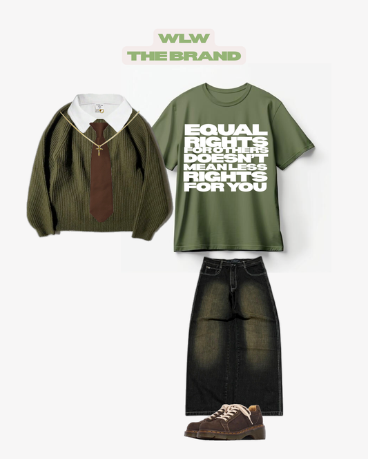"Equal Rights" Full Length Tee in Matcha