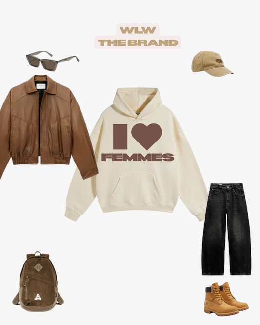 "I Heart Femmes" Hoodie in Chai