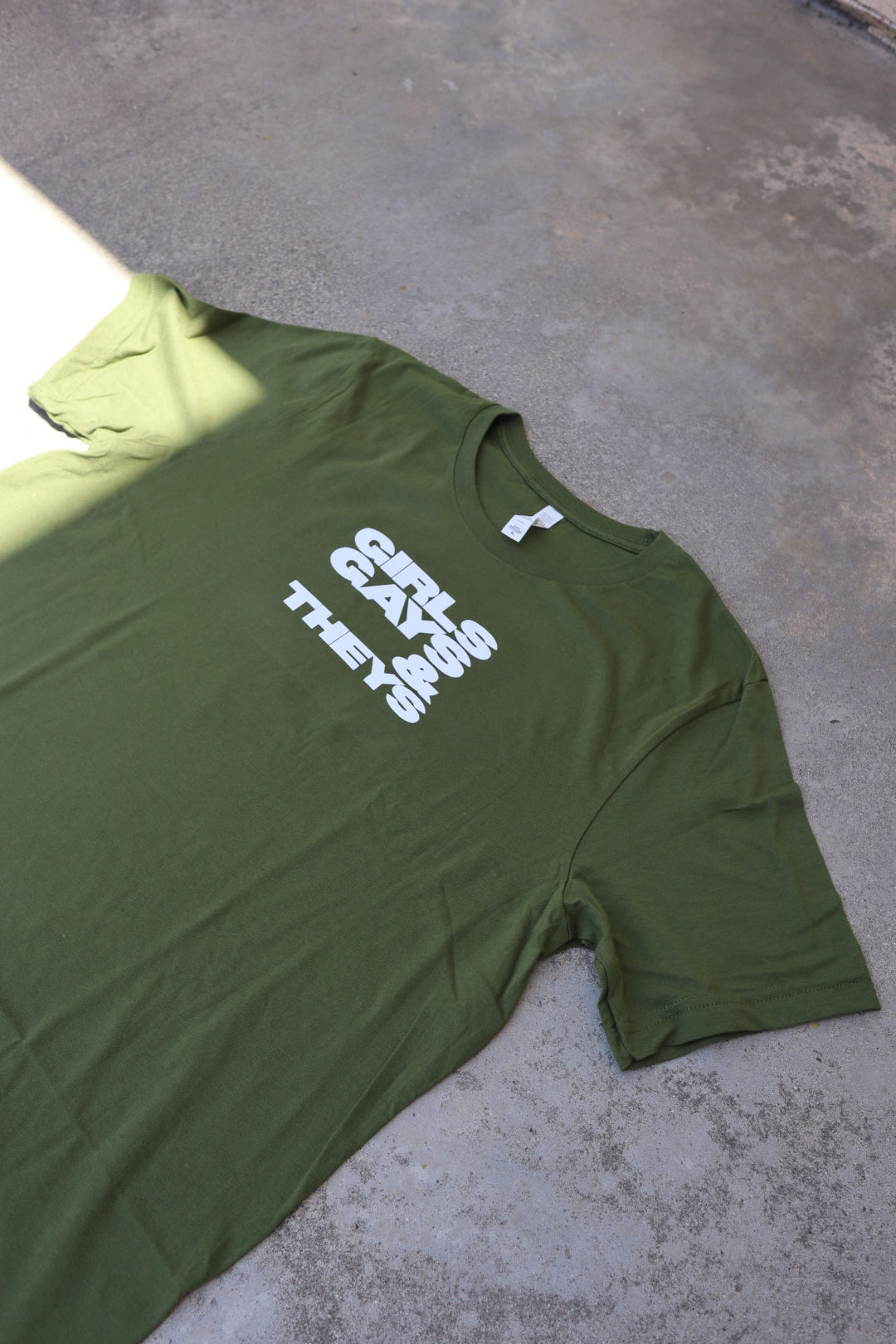 “Girls Gays & Theys” Full Length Tee in Matcha