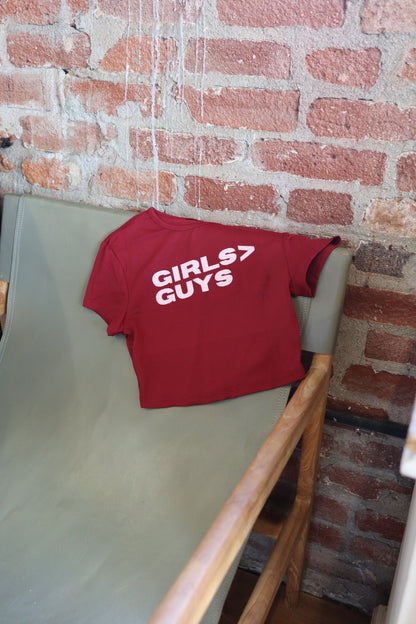 "Girls Over Guys" Short Sleeve Crop Top