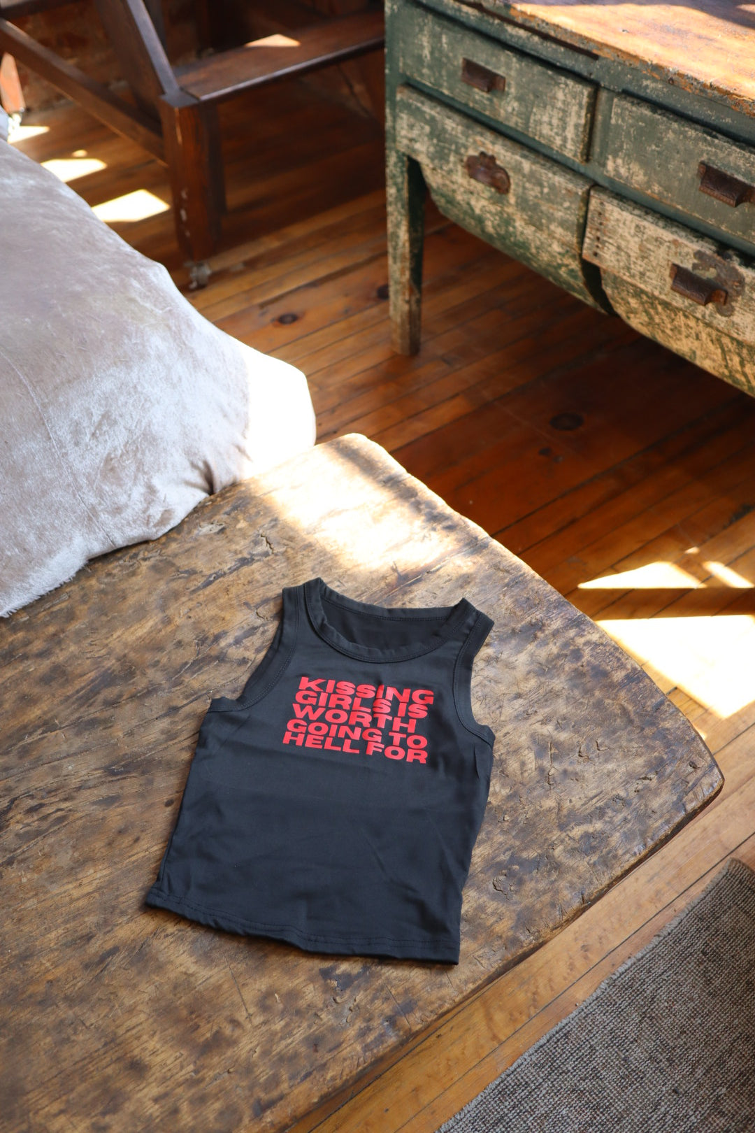 "Kissing Girls Is Worth Going To Hell For" Muscle Tank