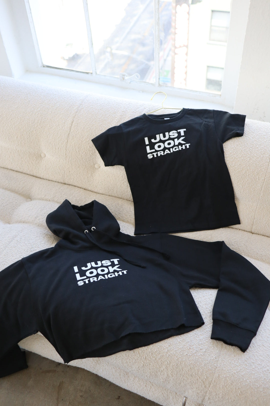 “I Just Look Straight” in Baby Tees and Tees