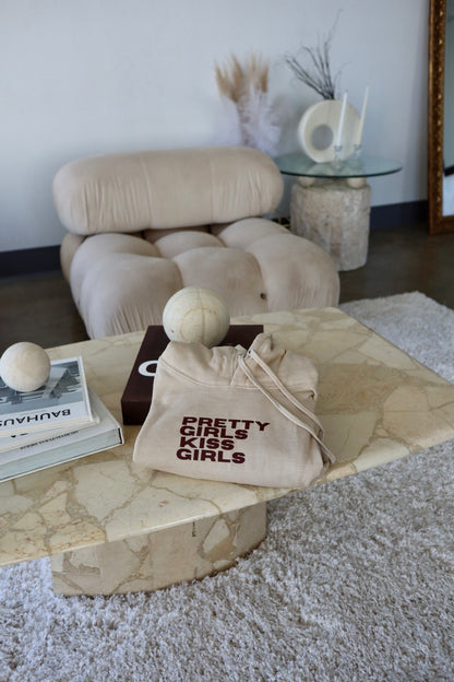 "Pretty Girls Kiss Girls" Hoodie in Chai